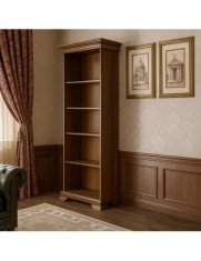 Biblioteca VMR1, cu 4 rafturi, Pal Melaminat, cu elemente din MDF, Nuc