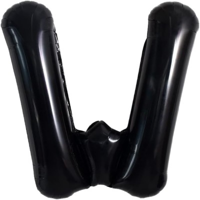 Balon folie metalizata litera w, flippy, 40 cm, umflati cu heliu sau aer, ambalaj individual, pai inclus, negru foto