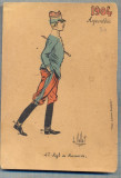 AX 108 CP VECHE INTERBELICA-UMORISTICA MILITARA-1904-ASTAZI-REGIMENTUL 4 HUSARI, Franta, Necirculata, Printata