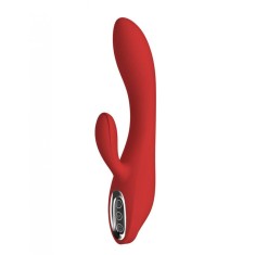 Vibrator Rabbit Sofia 7 Moduri Vibratii Silicon USB Rosu 21 cm Red Revolution