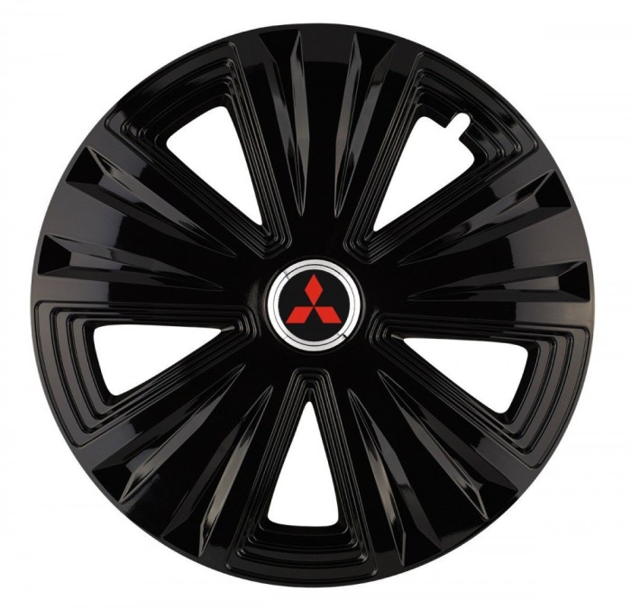 Set 4 capace roti Glory negru R15 pentru gama auto Mitsubishi