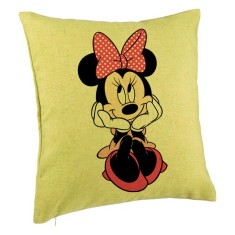 Perna Decorativa, Model copii Minnie Mouse, 40x40 cm, Verde, Husa Detasabila, Burduf foto