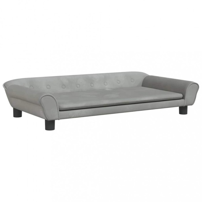 Pat de caini, gri deschis, 100x50x21 cm, catifea
