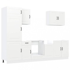 Set dulap de bucatarie din 7 piese &bdquo;Kalmar&rdquo; Lemn prelucrat alb