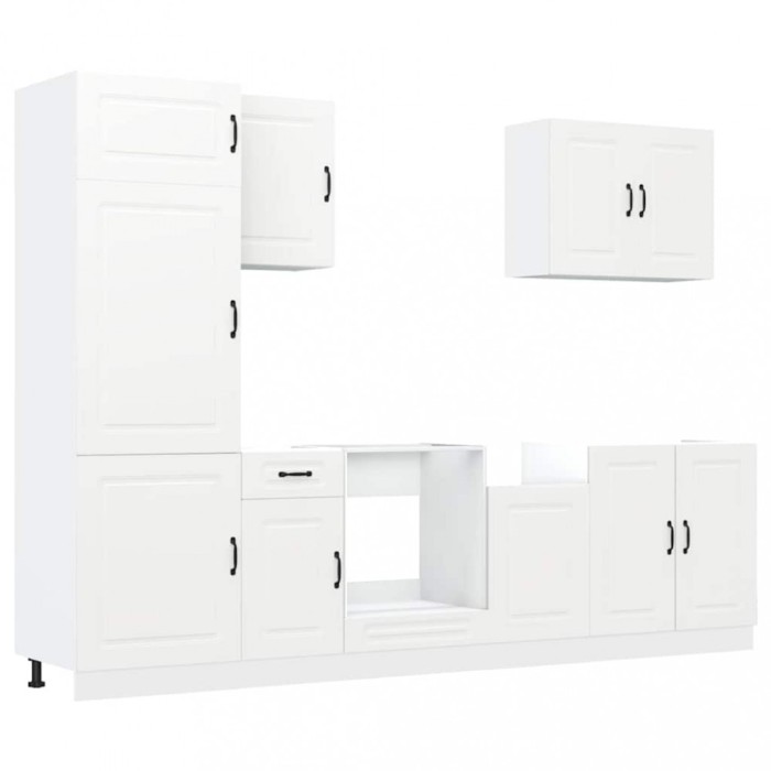 Set dulap de bucatarie din 7 piese &bdquo;Kalmar&rdquo; Lemn prelucrat alb