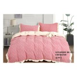 Cumpara ieftin Lenjerie Cocolino Cu Blanita Pentru Pat Dublu, 4 piese, Roz - LJ1001