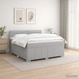 Cumpara ieftin Pat boxspring cu saltea Gri deschis 160 x 200 cm Tesatura
