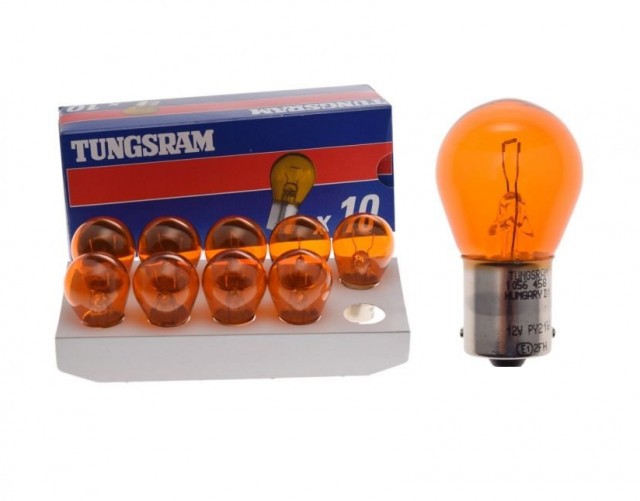 Pachet 10 buc becuri 12V 21W BAU15S Tungsram (portocaliu)