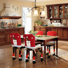 Set decor scaun Crăciun - Moș Crăciun - 50 x 60 cm - roșu/alb