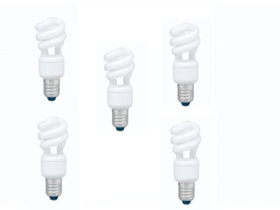SET 5 becuri fluorescent Panasonic, soclu E27, putere 8W, forma spirala, lumina alb calda, alimentare 220 - 240 V, &amp;quot;EFD8E27HD3E-5&amp;quot; (timbru verde 2.25 foto
