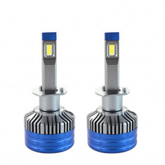 Set 2 LED-uri Auto Techstar® K11, H1, 55w, 8000 Lumeni, 6500K, AUTO, 12-24 Volti, CSP, Canbus, Miez Cupru, Radiator Aluminiu