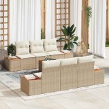 vidaXL Set de canapele pentru grădină cu pernă 7 pcs Bej Rattan poli 3348032