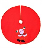 Covor Decorativ pentru brad , rosu cu Mos Craciun, 1 m