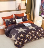 Cumpara ieftin Lenjerie Pat Seagull Fx073, Bumbac, 4 Piese, Fara Elastic, Imprimeu, Maro, Negru, Portocaliu