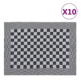 VidaXL Prosoape de bucătărie 10 buc. negru și alb 50x70 cm bumbac