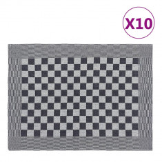 vidaXL Prosoape de bucătărie 10 buc. negru și alb 50x70 cm bumbac