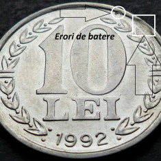 Moneda 10 LEI - ROMANIA, anul 1992 *cod 4242 - ERORI BATERE