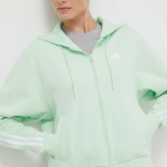 adidas bluză femei, culoarea verde, cu glugă, cu imprimeu IS3680