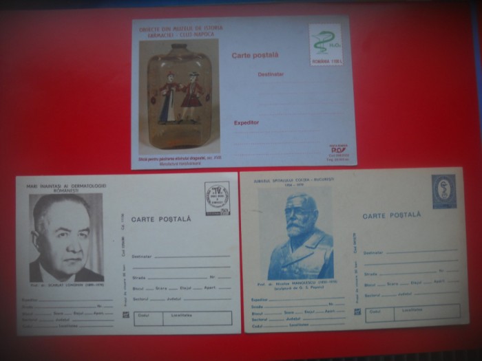 HOPCT LOT 4226 - 3 CARTI POSTALE -ANIVERSARI PERSONALITATI MEDICALE -NECIRCULATE