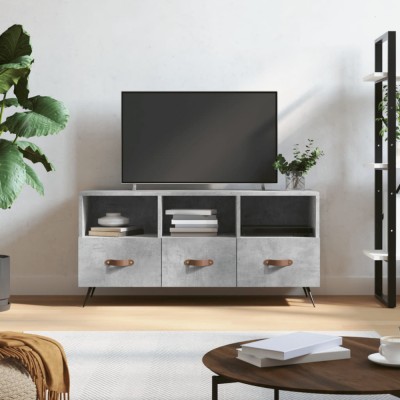 vidaXL Dulap TV, gri beton, 102x36x50 cm, lemn prelucrat foto