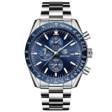 Ceas barbati Benyar Cronograf Quartz Luxury Analog Otel Argintiu