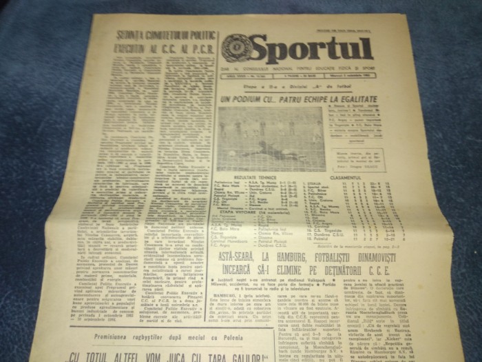 ZIARUL SPORTUL 2 NOIEMBRIE 1983