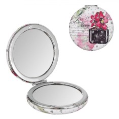 Oglindă Buzunar JB Beauty, Multicolor, 7cm, Dublă Față, Model Inimi și Parfum