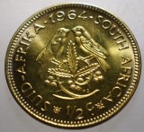 B.438 AFRICA DE SUD SOUTH AFRICA 1/2 CENT 1964 XF/AUNC