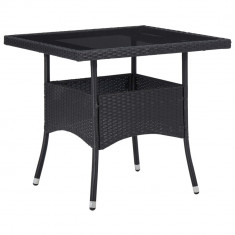 Set mobilier de gradina, 3 piese, negru, poliratan