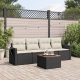 VidaXL Set mobilier de grădină cu perne, 5 piese, negru, poliratan