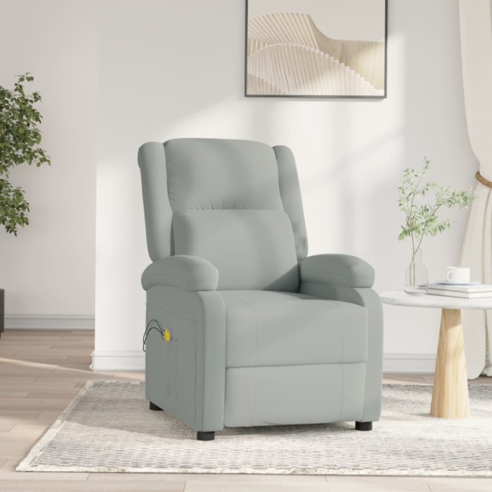 vidaXL Fotoliu de masaj electric, gri deschis, catifea
