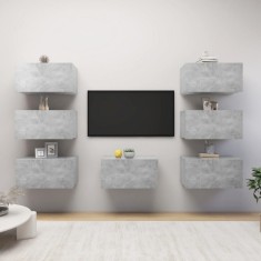 vidaXL Comode TV, 7 buc., gri beton, 30,5x30x60 cm, PAL foto