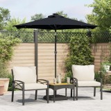 VidaXL Umbrelă soare de grădină st&acirc;lp din oțel/LED negru 225x225x212cm
