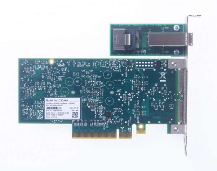 Placa de retea Dual Port server Mellanox MCX354A-QCBT with SAS Expander 40Gb/s or 10Gb/s PCIe ConnectX-3 QDR Infiniband