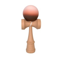 Jucarie interactiva kendama, flippy, din lemn, 18 cm, joc de indemanare pentru copii si adulti, model gradient 14, maro/bej/roz