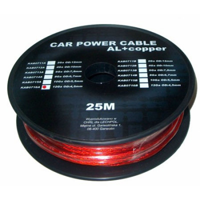 Cablu de putere din cupru si aluminiu 10GA (5.5mm/5.22mm2) 25m foto