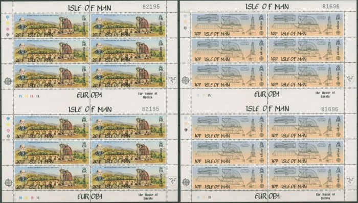INSULA MAN 1983 - EUROPA CEPT , COSTRUCTII TEHNICE , 2 BLOCURI COLITE NESTAMPILA
