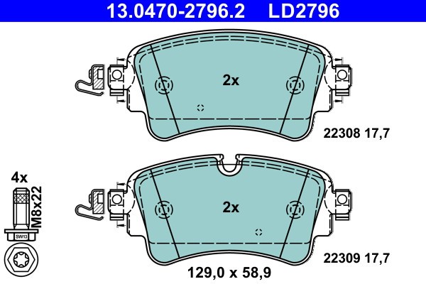 ATE 13.0470-2796.2 ATE Ceramic set placute frana,frana disc