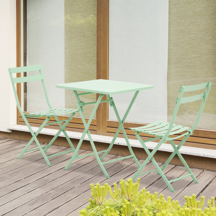 Outsunny Set Masa si Scaune de Gradina Pliabile din Metal Verde