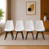 Set 4 scaune bucatarie/living, Artool, Mark, PP alb, picioare negre, 49x55.5x82.5 cm