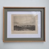 Litografie originala: Bukarest / Bucuresti vazut de pe Dealul Spirii, 1856, in rama cu paspartu si sticla de protectie