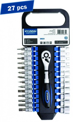 Set 27 chei clichet tubulare plus biti 1/4 HYUNDAI HY-59634 foto