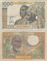1970, 1.000 francs (P-703 Kn) - Senegal (Statele Africane de Vest)! foto