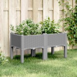 Cumpara ieftin Jardinieră de grădină cu picioare, gri deschis, 80x40x42 cm, PP