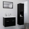Gossi set mobilier de baie, negru, lemn prelucrat