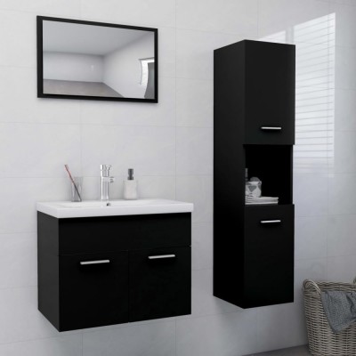 Gossi set mobilier de baie, negru, lemn prelucrat foto
