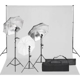 vidaXL Kit studio foto cu set de lumină și fundal 3094704