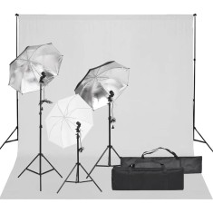 vidaXL Kit studio foto cu set de lumină și fundal 3094704