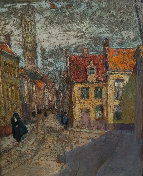 Alexandru Moser Padina (1904-1992)-&quot;Zurich-ul postbelic&quot;, pictură licitată