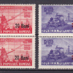 ROMANIA 1952 LP 303 PLANUL DE STAT SUPRATIPAR BLOCURI DE 4 TIMBRE MNH